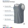 imageMens Lightweight Reversible Rec Tanks Mesh Basketball Jerseys Athletic Quick Dry Shirts Team Scrimmage UniformsGrayWhite