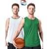 imageMens Lightweight Reversible Rec Tanks Mesh Basketball Jerseys Athletic Quick Dry Shirts Team Scrimmage UniformsGreenWhite