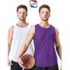 imageMens Lightweight Reversible Rec Tanks Mesh Basketball Jerseys Athletic Quick Dry Shirts Team Scrimmage UniformsPurpleWhite