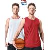 imageMens Lightweight Reversible Rec Tanks Mesh Basketball Jerseys Athletic Quick Dry Shirts Team Scrimmage UniformsRedWhite