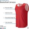 imageMens Lightweight Reversible Rec Tanks Mesh Basketball Jerseys Athletic Quick Dry Shirts Team Scrimmage UniformsRedWhite
