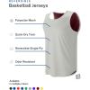 imageMens Lightweight Reversible Rec Tanks Mesh Basketball Jerseys Athletic Quick Dry Shirts Team Scrimmage UniformsWhiteMaroon