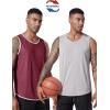imageMens Lightweight Reversible Rec Tanks Mesh Basketball Jerseys Athletic Quick Dry Shirts Team Scrimmage UniformsWhiteMaroon