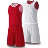 image1 Set of Mens Reversible Basketball Jersey and Shorts DoubleSided Custom Athletic Uniforms for Team Sports PracticeRedWhite