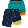 image2 Pack Mens 7quot Swim Trunks with Compression Liner Quick Dry Stretch Board Shorts Bathing Suits SwimwearNavyGreen