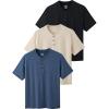 image3 Pack Casual Short Sleeve Henley Shirts for Men Relaxed Fit Summer T Shirts Basic Tees Athleisure WearBlackKhakiNavy Blue