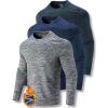 image3Pack Thermal Fleece Active Long Sleeve Shirts for Men Athletic Crewneck Pullover SweatshirtsNavyBlackDark Gray