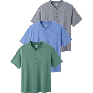 image3 Pack Casual Short Sleeve Henley Shirts for Men Relaxed Fit Summer T Shirts Basic Tees Athleisure WearGrayBlueOlive