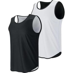 imageMens Lightweight Reversible Rec Tanks Mesh Basketball Jerseys Athletic Quick Dry Shirts Team Scrimmage UniformsBlackWhite