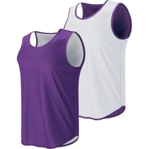 imageMens Lightweight Reversible Rec Tanks Mesh Basketball Jerseys Athletic Quick Dry Shirts Team Scrimmage UniformsPurpleWhite