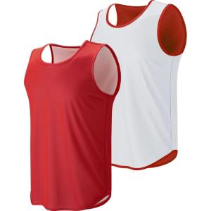 imageMens Lightweight Reversible Rec Tanks Mesh Basketball Jerseys Athletic Quick Dry Shirts Team Scrimmage UniformsRedWhite