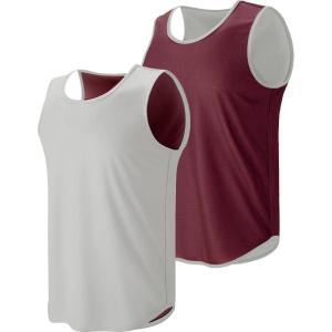 imageMens Lightweight Reversible Rec Tanks Mesh Basketball Jerseys Athletic Quick Dry Shirts Team Scrimmage UniformsWhiteMaroon
