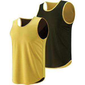 imageMens Lightweight Reversible Rec Tanks Mesh Basketball Jerseys Athletic Quick Dry Shirts Team Scrimmage UniformsYellowBlack