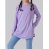 image2Pack Girls Loose Fit Long Sleeve Tunic Tops with Pockets and Thumb Holes Casual T Shirts for Tween KidsBlackLilac