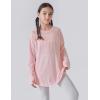 image2Pack Girls Loose Fit Long Sleeve Tunic Tops with Pockets and Thumb Holes Casual T Shirts for Tween KidsLight PinkWhite