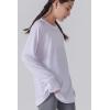 image2Pack Girls Loose Fit Long Sleeve Tunic Tops with Pockets and Thumb Holes Casual T Shirts for Tween KidsLight PinkWhite