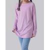 image2Pack Girls Loose Fit Long Sleeve Tunic Tops with Pockets and Thumb Holes Casual T Shirts for Tween KidsMintOrchid