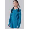 image2Pack Girls Loose Fit Long Sleeve Tunic Tops with Pockets and Thumb Holes Casual T Shirts for Tween KidsTeal BlueGray