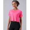 image5 Pack Womens Workout Crop Tops Athletic Short Sleeve Gym Shirts Crew Neck TeesLavenderBlackWhiteGrayHot Pink