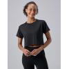 image5 Pack Womens Workout Crop Tops Athletic Short Sleeve Gym Shirts Crew Neck TeesLavenderBlackWhiteGrayHot Pink