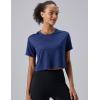 image5 Pack Womens Workout Crop Tops Athletic Short Sleeve Gym Shirts Crew Neck TeesTealNavyOrchidBurgundyCharcoal
