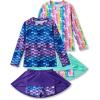 image2Pack Girls Toddlers Swimsuits TwoPiece Bathing Suit Long Sleeve Rash Guard with Swimming Skirts UPF 50 Sun ProtectionSet 1