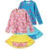 image2Pack Girls Toddlers Swimsuits TwoPiece Bathing Suit Long Sleeve Rash Guard with Swimming Skirts UPF 50 Sun ProtectionSet 3