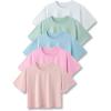 image5 Pack Womens Workout Crop Tops Athletic Short Sleeve Gym Shirts Crew Neck TeesPinkMintWhiteBaby BluePastel Pink
