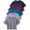 image5 Pack Womens Workout Crop Tops Athletic Short Sleeve Gym Shirts Crew Neck TeesTealNavyOrchidBurgundyCharcoal