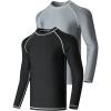 imageLiberty Imports 2Pack Mens UV Long Sleeve Swim Shirts Loose Fit Rash GuardsBlackGray