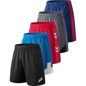 imageLiberty Imports 5 Pack Mens Quick Dry Athletic Basketball Shorts 9quot Inseam with Pockets Activewear for Workout Gym RunningBlackSky BlueRedGrayNavy