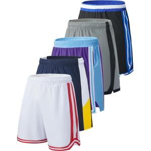 imageLiberty Imports 5 Pack Mens Quick Dry Athletic Basketball Shorts 9quot Inseam with Pockets Activewear for Workout Gym RunningWhitePurpleBlackNavyGray