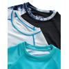 image3 Pack Boys UPF 50 Rash Guard Short Sleeve Swim Shirts Quick Dry UV Protection Swimwear for KidsAquaBlackWhite