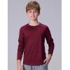 image4 Pack Youth Boys Long Sleeve Shirts Dry Fit Athletic Clothes for Teens Kids Active Performance Tshirts with Thumb HolesBlueGrayBlackMaroon