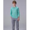 image4 Pack Youth Boys Long Sleeve Shirts Dry Fit Athletic Clothes for Teens Kids Active Performance Tshirts with Thumb HolesGrayRedGreenLight Blue