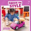 imageDollSized Convertible Car for Dolls  2Seater Pink Vehicle with Rolling Wheels Seat Belts w 2 Dolls Included Compatible with Barbie