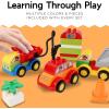 imageLiberty Imports 70 Pcs Toddlers Car Big Building Blocks Set 12Pcs Different Vehicles Build Your Own Toy Cars Compatible with DUPLO Building Bricks for Kids
