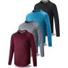 image4 Pack Youth Boys Long Sleeve Shirts Dry Fit Athletic Clothes for Teens Kids Active Performance Tshirts with Thumb HolesBlueGrayBlackMaroon