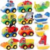 imageLiberty Imports 70 Pcs Toddlers Car Big Building Blocks Set 12Pcs Different Vehicles Build Your Own Toy Cars Compatible with DUPLO Building Bricks for Kids