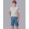 image3 Pack Boys Pull On Jogger Shorts Youth Kids Casual Terry Sweat Shorts with Pockets DrawstringBlackRedDusty Blue
