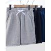 image3 Pack Boys Pull On Jogger Shorts Youth Kids Casual Terry Sweat Shorts with Pockets DrawstringGrayNavyBlack
