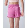 image4 Pack Girls Athletic Shorts with Pockets 3quot Dry Fit Running Shorts for Kids Teens Soccer BasketballGreenYellowLavenderPink