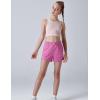 image4 Pack Girls Athletic Shorts with Pockets 3quot Dry Fit Running Shorts for Kids Teens Soccer BasketballGreenYellowLavenderPink