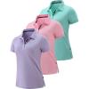 image3 Pack Womens Athletic Dry Fit Polo Shirts Wicking Short Sleeve Collared Golf T Shirt Tennis TopsPinkMintLavender