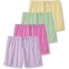 image4 Pack Girls Athletic Shorts with Pockets 3quot Dry Fit Running Shorts for Kids Teens Soccer BasketballGreenYellowLavenderPink