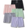 image5Pack Womens Athletic Shorts Mesh Basketball Ladies Active Loose PullOn Shorts with Zipper Pockets 5quot InseamBlackPinkGrayGreenLilac