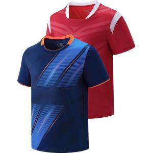 image2 Pack Boys Soccer Jerseys Dry Fit Athletic Short Sleeve TShirts for Youth Kids Performance Tops ActivewearRedNavy
