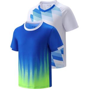 image2 Pack Boys Soccer Jerseys Dry Fit Athletic Short Sleeve TShirts for Youth Kids Performance Tops ActivewearRoyal BlueWhite