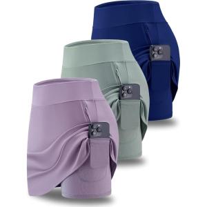 image3 Pack Womens Athletic Skirts with Shorts Underneath Tennis Golf Skorts Tummy Control Pockets for Workout GymLilacNavySage Green