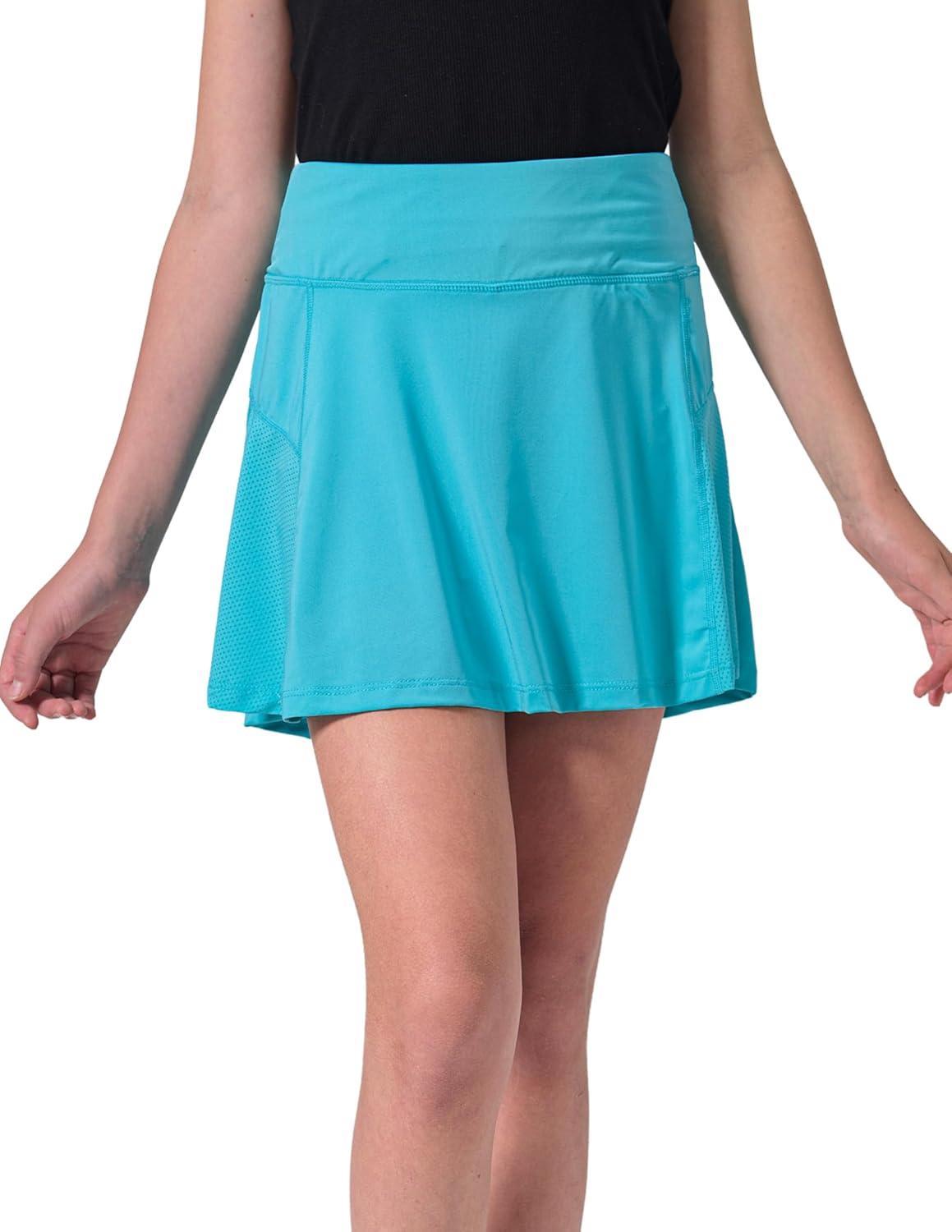 image3 Pack Girls Athletic Skirts with Builtin Shorts and Pockets Youth Kids Uniform Skorts Tennis Golf RunningAquaLilacHot Pink